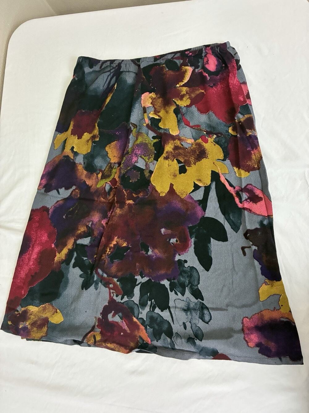 Habitat Maroon Floral Skirt Sz S Pull On Midi Elastic Waist Casual